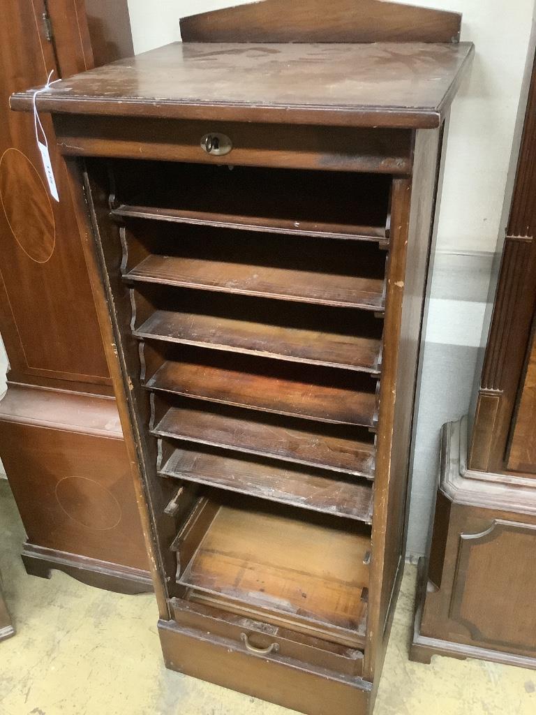 A mid 20th century tambour filing cabinet, width 53cm, depth 47cm, height 130cm